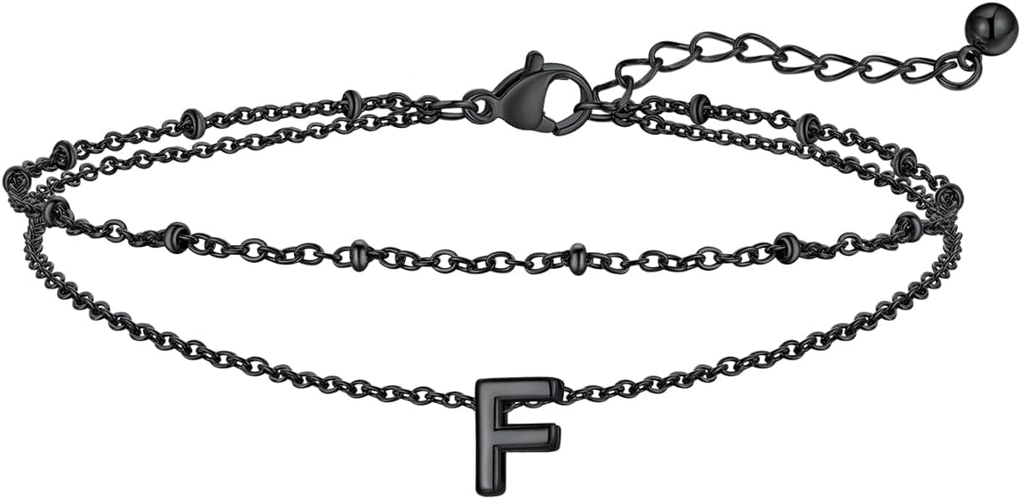 FaithHeart Initial Ankle Bracelets for Women, Waterproof 14k Gold Plated Initial Anklets Non Tarnish Stainless Steel Cute Layered Anklet Summer Beach Jewelry