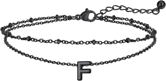 FaithHeart Initial Ankle Bracelets for Women, Waterproof 14k Gold Plated Initial Anklets Non Tarnish Stainless Steel Cute Layered Anklet Summer Beach Jewelry