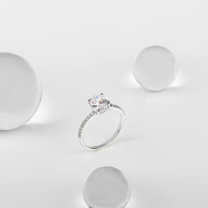 PAVOI 14K Gold Plated Engagement Rings for Women | Promise Wedding Band | 1.50CT - 3CT Cushion Cut Round Oval Cubic Zirconia Engagement Ring