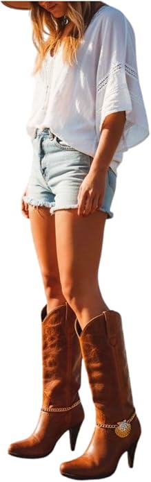 Women Western Fashion Jewelry Gold Metal Boot Chain Bracelet Shoe Anklet Bling Seashell Charm Vacation PAIR BC151