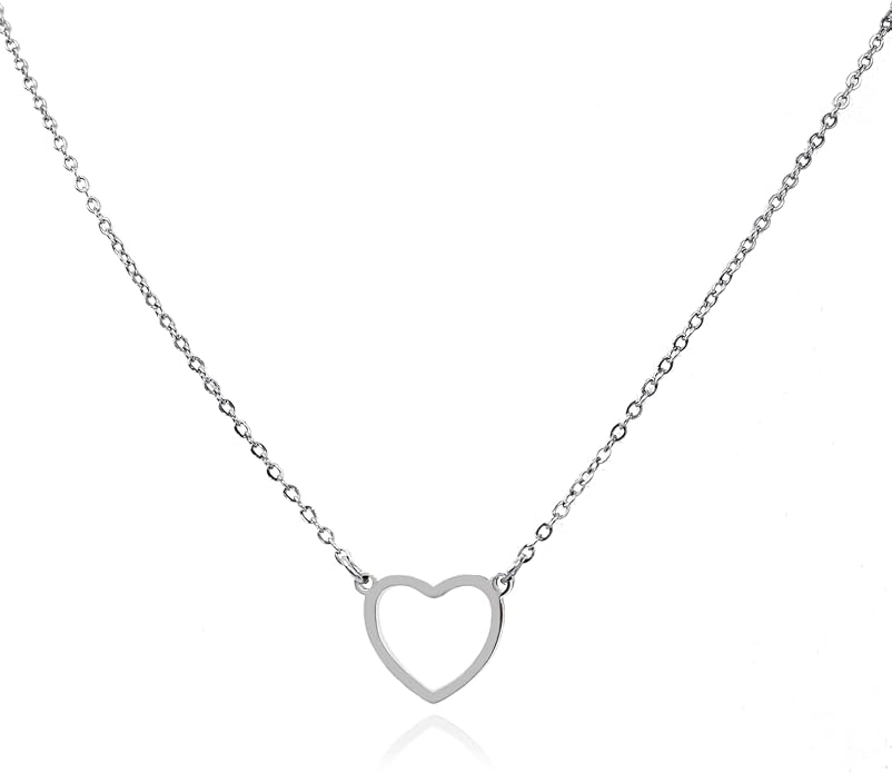 Rosoz Dainty Gold Necklace for Women- 18K Gold/Silver Plated Pendant Choker Heart Necklace Love Tiny Cute Gold Necklace Adjustable Gift for Women