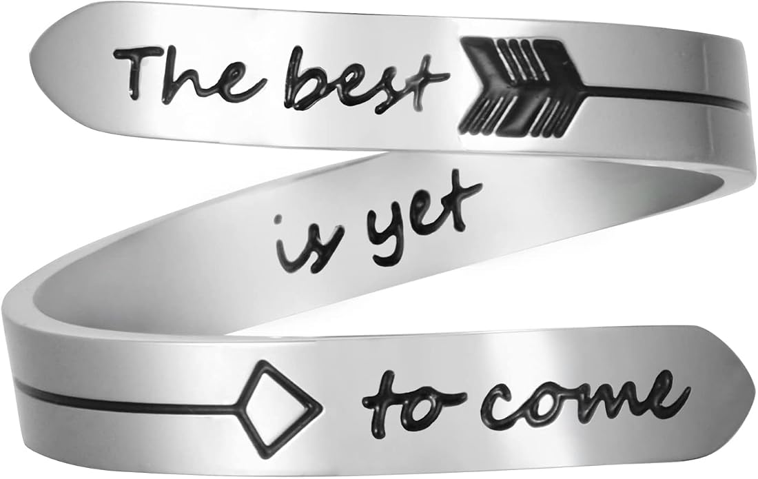 Vrycot Adjustable silvery Inspirational Stainless Steel Adjustable Bands Cool Stacking Opening Gift for Women Statement