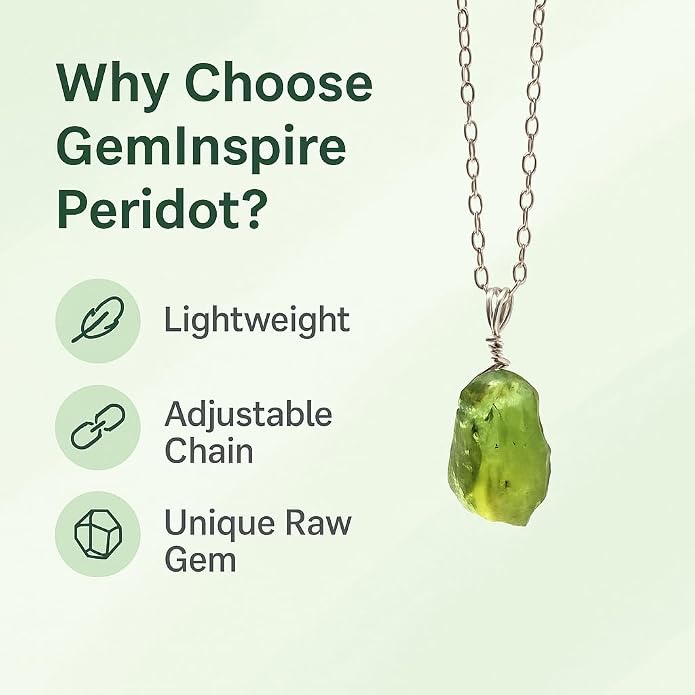 Raw Birthstone Crystal Necklace for Women, Hypoallergenic 925 Sterling Silver Pendant, Adjustable 16+2" Silver Chain, Light Natural Gemstone Jewelry for Everyday Wear & Gift for her & him
