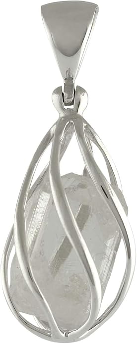 Starborn Gemstone teardrop Style Cage Pendant Sterling Silver