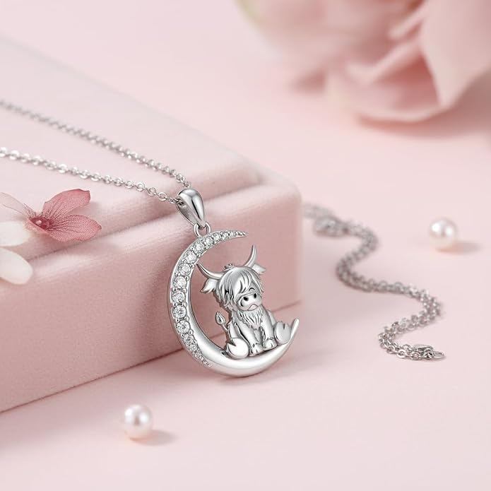 PROESS Animal Birthstone Necklace 925 Sterling Silver Otter/Axolotl/Hippo/Elephant/Dachshund/Monkey/Red Panda Pendant Necklace Animal Birthstone Jewelry Gifts for Women