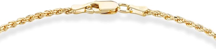 Miabella Italian 18K Gold Plated 925 Sterling Silver Italian 2mm, 3mm Braided Rope Chain Bracelet for Men Women, Made in Italy