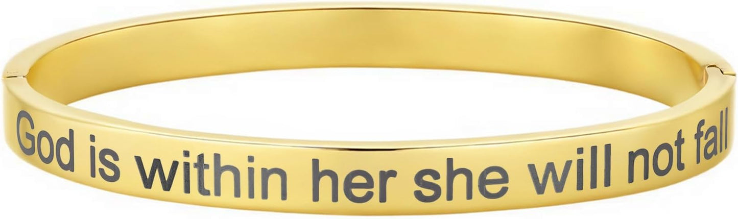 Inspirational Christian Bracelet for Women, Oval Engraved Bible Verse Love Bangle Cuff, Faith Scripture Jewelry, Religious Encouragement Gift for Mom Daughter Sister Friend