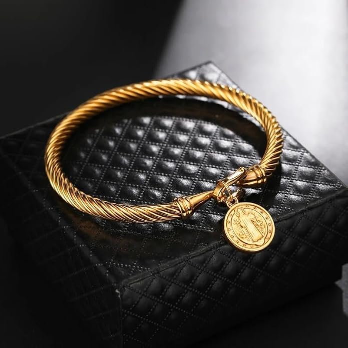 14K Gold Filled San Benito Bracelet For Women And Men, Saint Benedict Medal Bracelet Adjustable String Bracelets Religious, Pulseras De San Benito, Rosario De San Benito