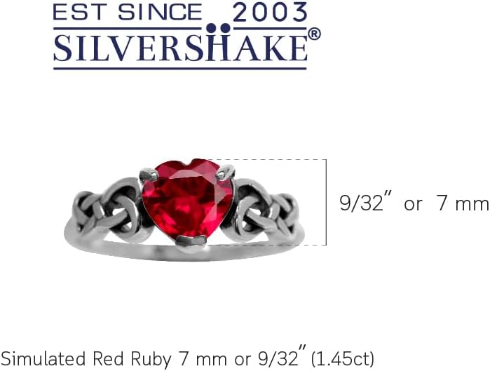 Silvershake 7MM Heart Shape 925 Sterling Silver Celtic Heart Knot Filigree Solitaire Promise Ring Jewelry for Women