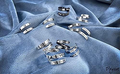 Vrycot Adjustable silvery Inspirational Stainless Steel Adjustable Bands Cool Stacking Opening Gift for Women Statement