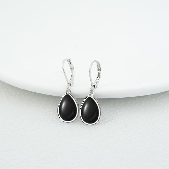 Larimar/Star/Dragonfly/Sunflower/Moonstone/Black Onyx Earrings for Women Leverback Dangle Earrings Hypoallergenic Jewelry for Women