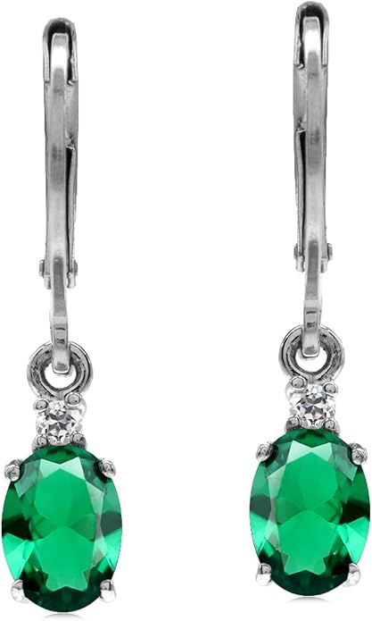 Silvershake White Gold Plated 925 Sterling Silver Leverback Earrings