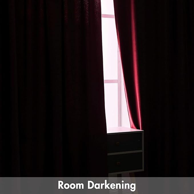 MIULEE Burgundy Red Blackout Velvet Curtains Drapes 108 Inch Long 52"x108" | Luxurious Bedroom Living Room Decor, Room Darkening, Thermal Insulated, Rod Pocket Design, Super Soft Fabric, Extra Long