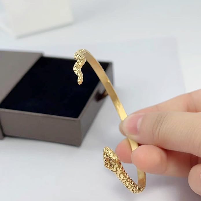 14K Gold Bracelets for Women Snake Cuff Bracelet for Women Open Bangles Bracelets for Women Friendship Gift