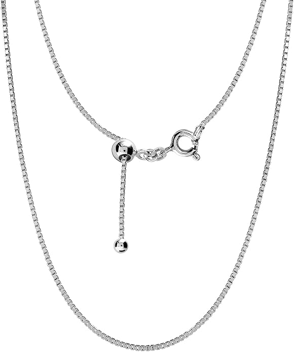 LeCalla 925 Sterling Silver Italian Jewelry Adjustable Chain Necklace, Sliding Bolo Chain Necklace for Women Slider Chain 14 to 24 Inch.