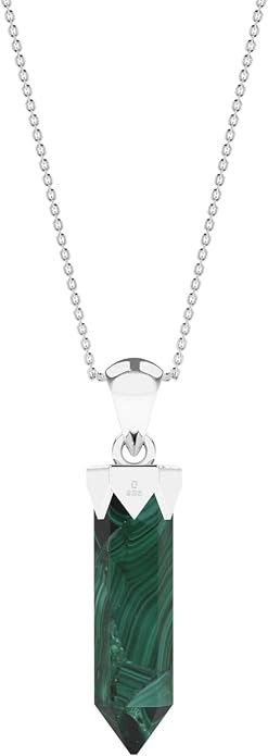 Hexagonal Shape Natural Gemstone Pendant Necklace for Women, Birthstone Jewelry Gifts for Her Birthday, Anniversary, Graduation (15x3.5mm, Bezel-Set)