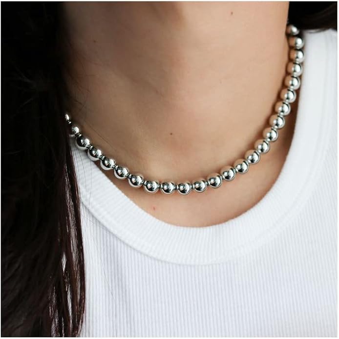 Verona Jewelers 925 Sterling Silver Italian 1.5MM, 2MM,3MM,4MM,5MM Silver Bead Ball Chain Necklace, Sterling Silver Bead Necklace, Italian Bead Necklace, Solid Dog Tag Chain Army Necklace