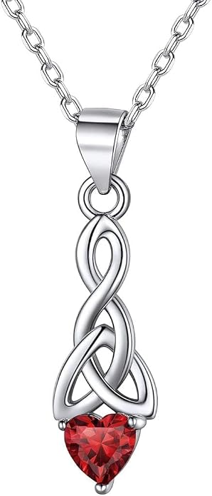ChicSilver Bow and Cat Birthstone Necklace, 925 Sterling Silver Pendant Necklaces for Women, Hypoallergenic Silver Choker with 16 inch Rolo Chain, 12 Months Jewelry for Valentines Mothers Day Christmas