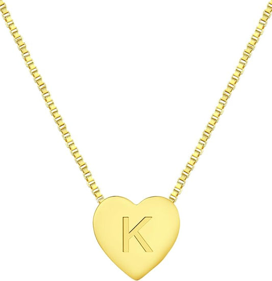 YL Initial Necklace 925 Sterling Silver Heart Letter Pendant A-Z Alphabet Cubic Zirconia Jewelry for Women
