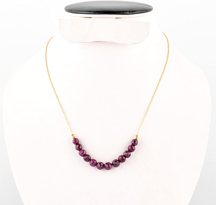 Natural Gemstone Dainty Pendant Necklace for Women Handmade Crystal Jewelry 925 Sterling Silver 18 Inch Chain Healing Chakra Christmas Birthday Gift for Her