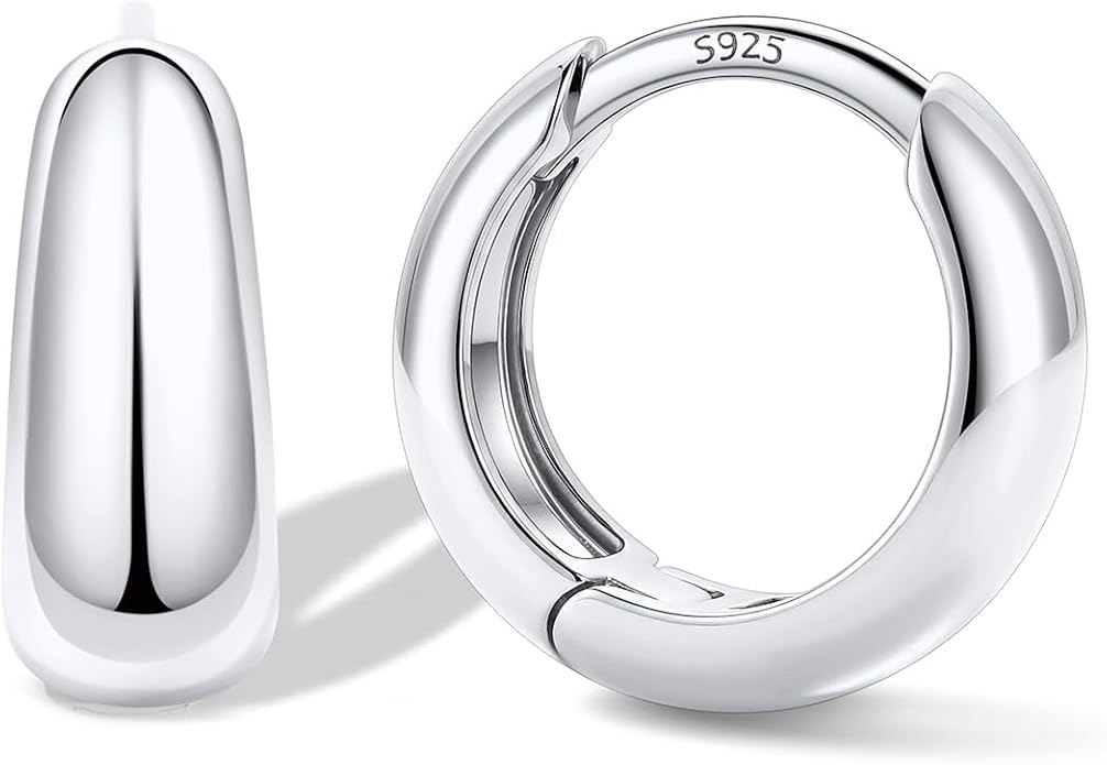 Bestyle Gold Huggies Earrings for Women Hypoallergenic 925 Sterling Silver Post Huggie Hoop Earrings Thick Lightweight Small Hoop Earrings 8/10/12/14mm