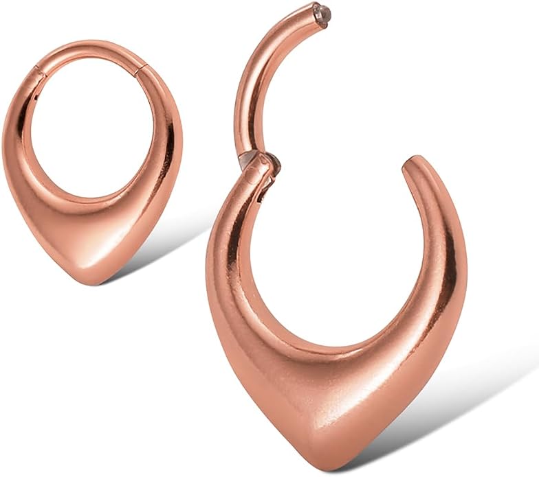 MOQIKAKA16G 8mm Septum Rings - Stainless Steel Segment Nose Rings for Women Men - Hinged Segment Nose Helix Cartilage Clicker Hoop Earrings for Daith Rook Tragus Piercing