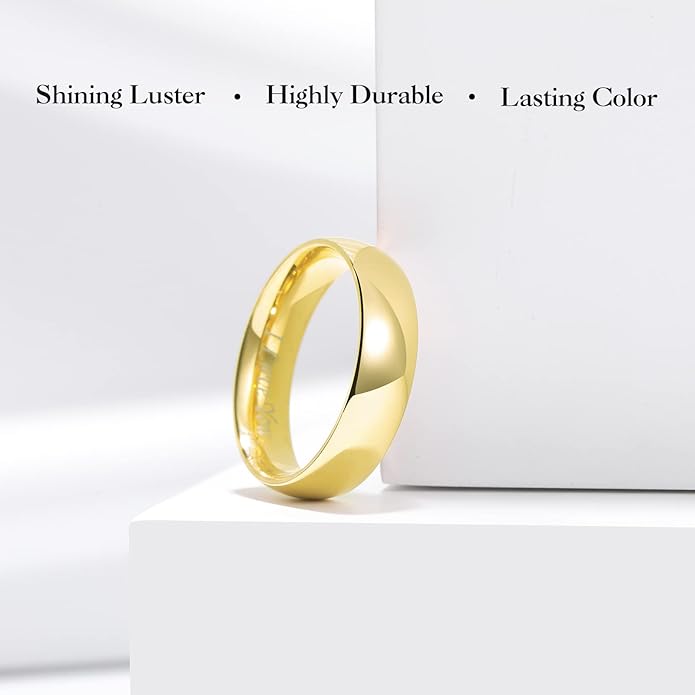 King Will 316L Stainless Steel Wedding Band for Men Women-2-8mm Width Wedding Ring in Black/Sliver/Gold Plated Laser I Love You High Polished Dome Style Promise Ring Comfort Fit Size 4-15