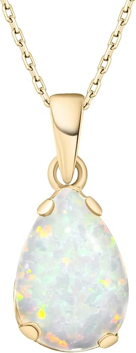 14K Gold Plated Gemstone Necklace for Women - Birthestone Teardrop Necklace - Gold Jewelry for Women - Dainty Gold Necklace - Everyday Necklaces - Gold Necklaces for Women