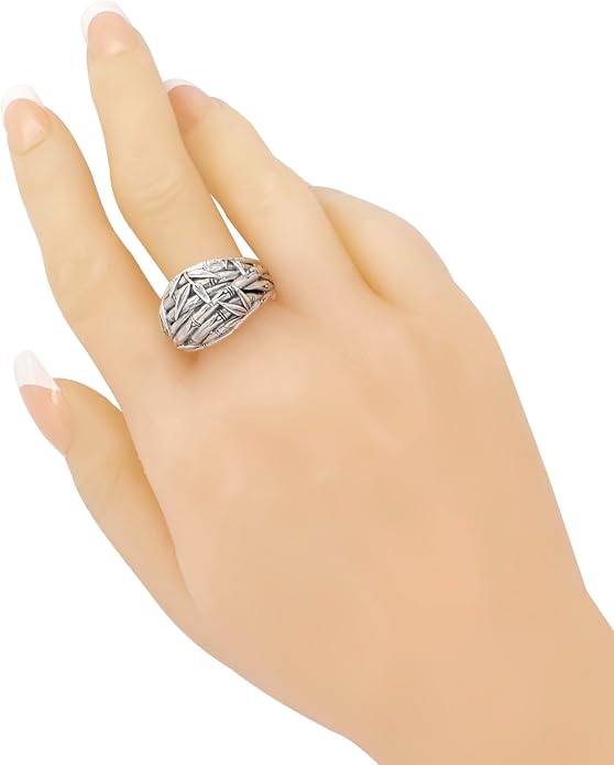 DEVATA Gold or Rhodium Plated Sterling Silver 925 – Eternity, Band Ring for Women – Heart, Knot, Clover, Infinity, Mariner, Cable, Curb, Cuban, Figaro, Daisy, Rope, Ribbed, Dome