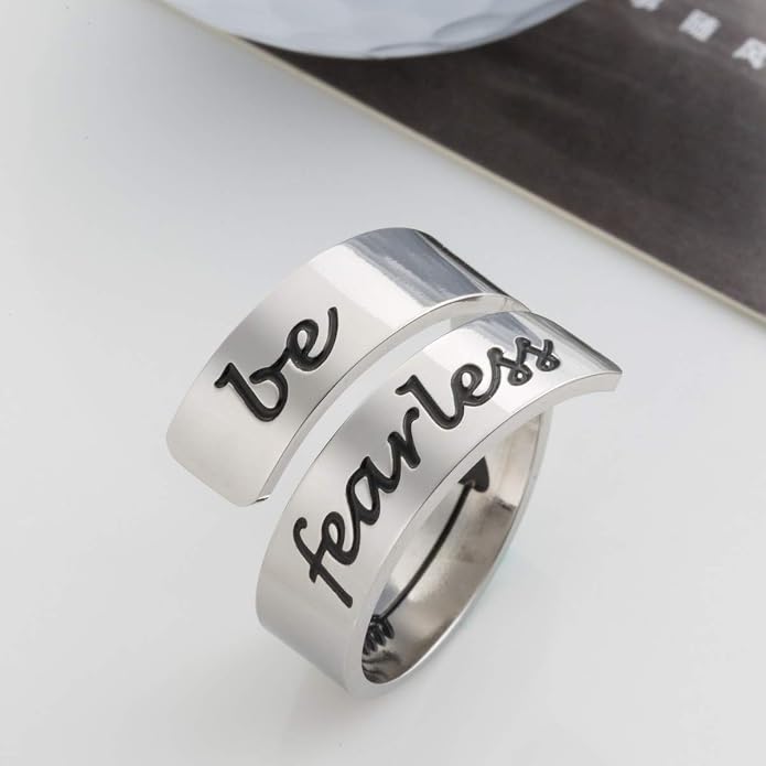 Inspirational Motivational Adjustable Ring Personalized Stainless Steel Spiral Wrap Twist Rings Encouragement Statement Graduation Jewelry Birthday Gifts for Women Teengirls.