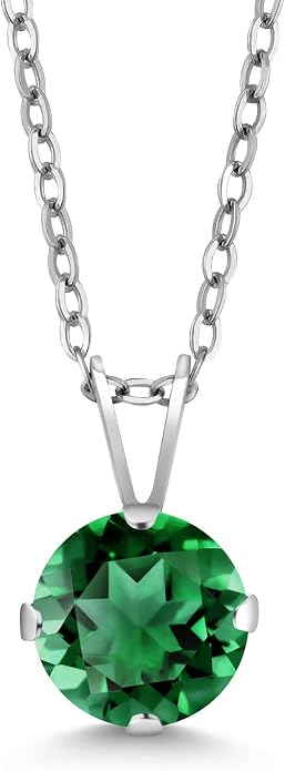 Gem Stone King 7MM Round Gemstone Birthstone Pendant Necklace For Women | 925 Sterling Silver | With 18 Inch Silver Chain | Fine Jewelry Gifts for Women Her Mom Wife