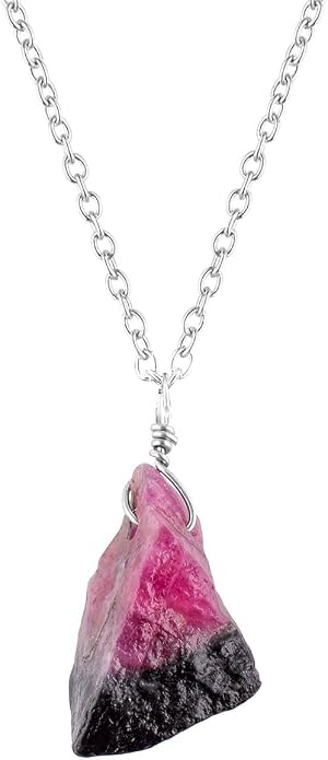 Raw Gemstone Dainty Pendant Necklace for Women, Trendy Healing Chakra Crystal, Birthstone Handmade 925 Sterling Silver Adjustable 18 inch Chain Jewelry, Birthday Gifts