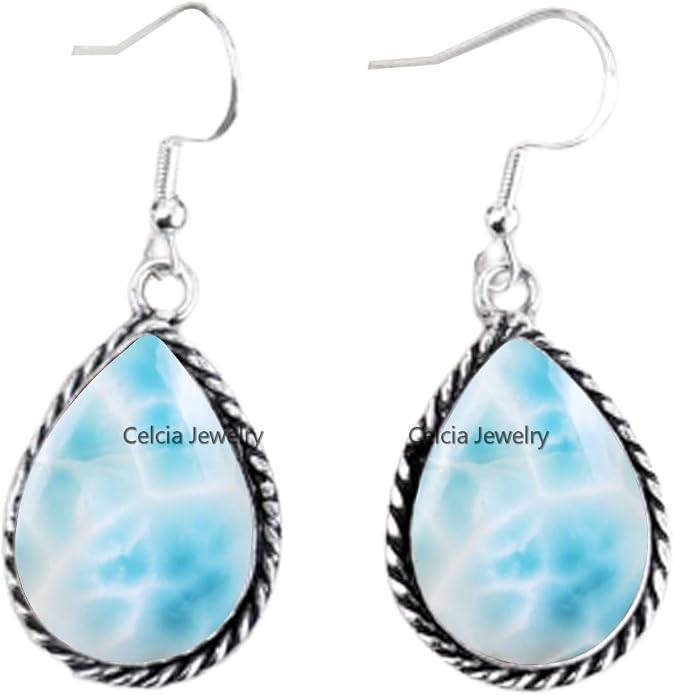 Pure 925 Sterling Silver Dangle Drop Earrings for Women, Pear Gemstone Handcrafted Earrings for Women & Girl ('Amethyst)