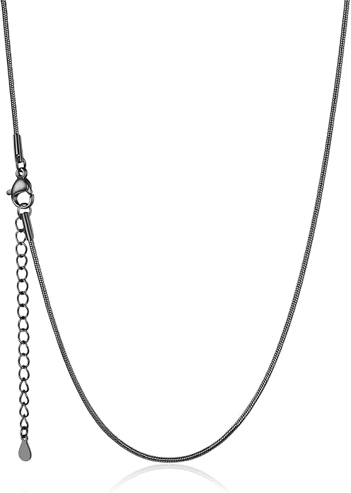 U7 Snake Necklace for Women 14K Gold Plated/Silver/Rose Gold/Black Chain Necklace Hypoallergenic, Stainless Steel Tiny Snake Chain Necklace 1/1.2/1.5/2MM, 14-30" Adjustable Minimalist Gift