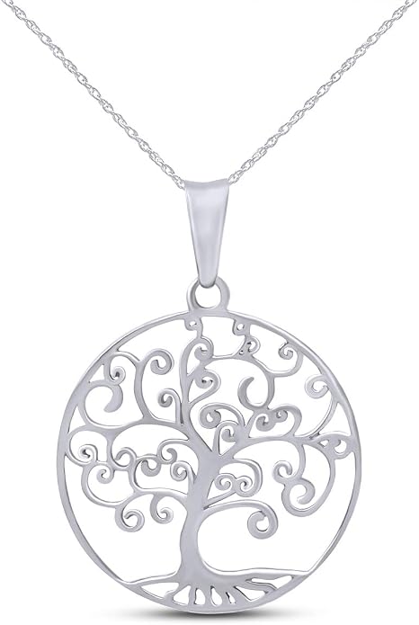 Jewel Zone US Tree of Life Filigree Pendant Necklace 14k Gold Over Sterling Silver