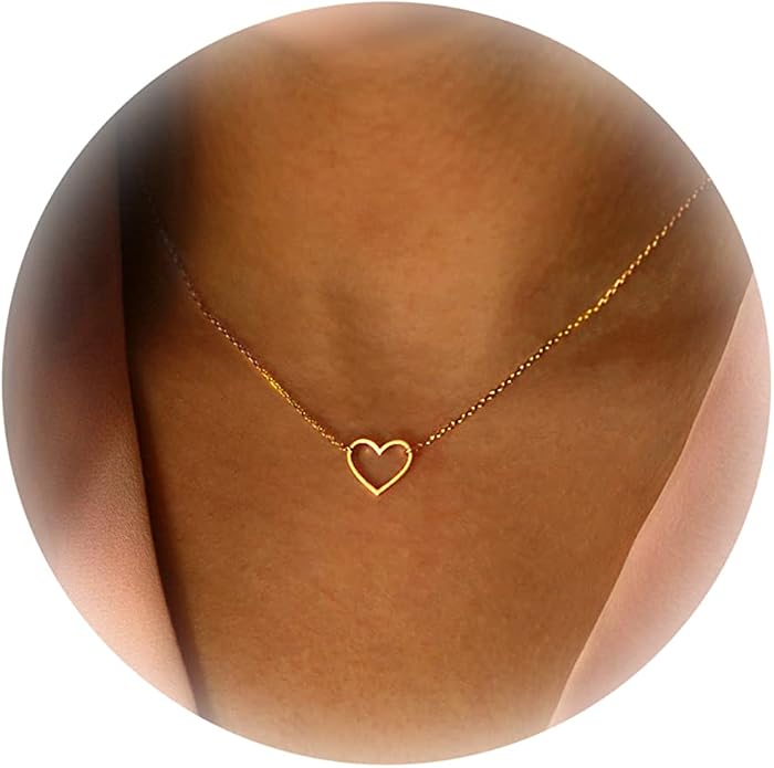 Collner 14K Gold Heart Pendant Necklace for Women Dainty Star Necklace Tiny Evil Eye Choker Necklace Boho Crescent Moon Necklace Minimalist Jewelry