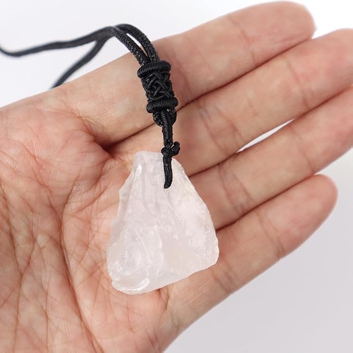 Natural Raw Crystal Necklace for Women Irregular Stone Necklaces Spiritual Gemstone Pendant with Adjustable Rope
