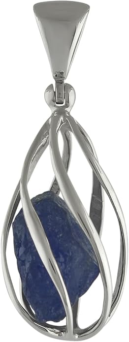 Starborn Gemstone teardrop Style Cage Pendant Sterling Silver