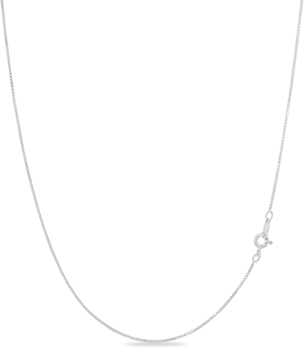 KEZEF 18K Gold Plated 925 Sterling Silver Box Chain Necklace for Women, 1mm Thin & Sturdy Italian Chain Necklace, Rose Gold & Silver Available, 15/16/18/20/22/24/30 Inch