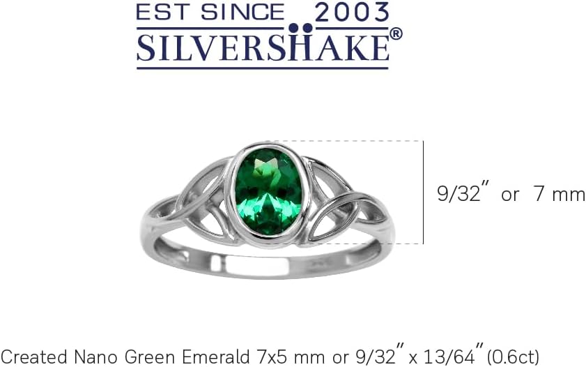 Silvershake 7x5MM Oval Shape Birthstone Gemstone White Gold Plated or 18K Yellow Gold Plated 925 Sterling Silver Triquetra Trinity Celtic Knot Solitaire Ring Jewelry for Women