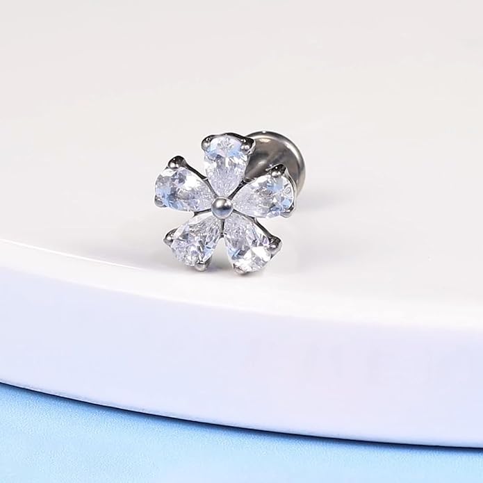 limerencia 18G Hypoallergenic Titanium Body Piercing Jewelry Set Internal Thread Piercing Studs 6mm 8mm 10mm Flat Back Earrings for Women Tragus Cartilage Helix Conch Medusa Nose