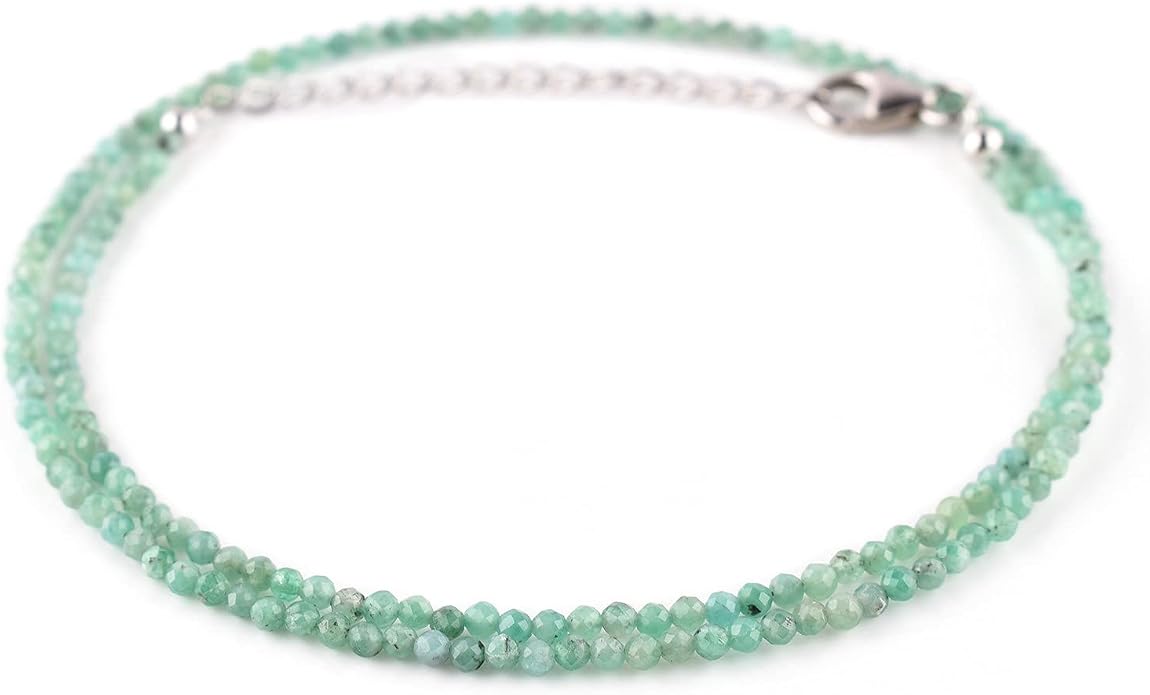Natural Gemstone Dainty Pendant Necklace for Women Handmade Crystal Jewelry 925 Sterling Silver 18 Inch Chain Healing Chakra Christmas Birthday Gift for Her