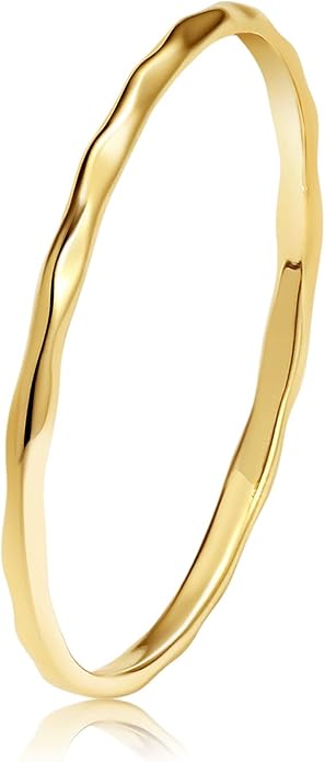 Me&Hz Gold Stackable Rings Thin Band Rings Dainty Gold Rings for Women Trendy Beaded Twist Hammered CZ Stacking Rings 14K Gold Plated Rings for Teen Girls Midi Knuckle Pinky Finger Jewerly