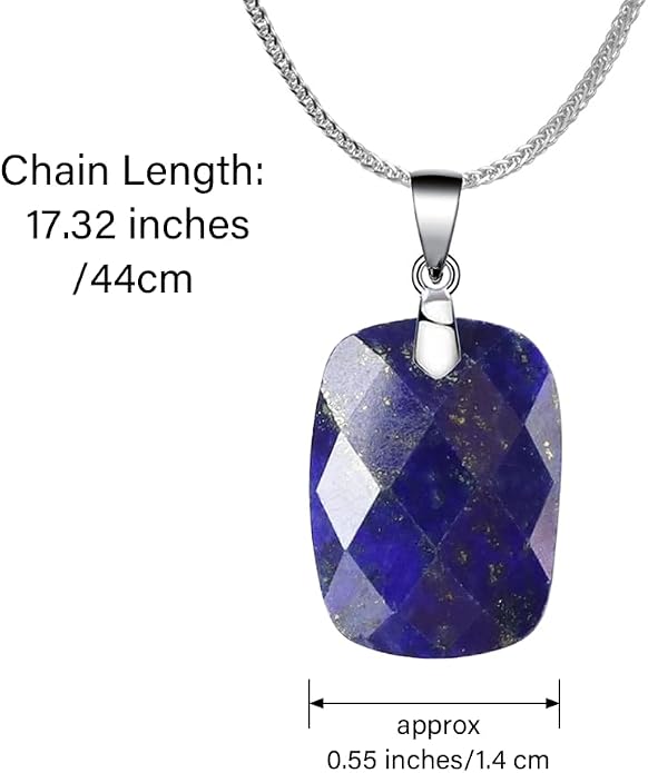 iSTONE 925 Sterling Silver Natural Crytral for Womens Pendant Necklace, Gemstone Birthstone with 17.8" Silver Chain Ladies