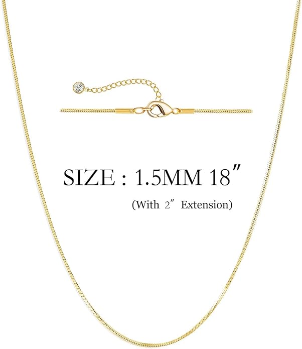 NECOCY 14K Gold Plated Necklaces for Women, Dainty Gold Herringbone Choker Necklace Thin Layered Snake Chain Jewelry for Gifts