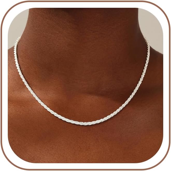 925 Sterling Silver Chain Necklace for Women - 2mm/3mm Simple Dainty Non Tarnish Hypoallergenic Chain Trendy Jewelry Gifts Adjustable Length 16 18 20 Inch