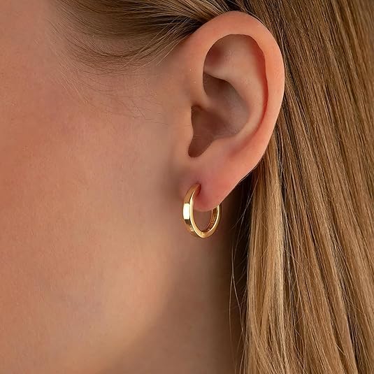 14K Gold Huggie Hoop Earrings for Women - Small Minimalist Earrings
