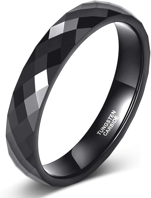 TRUMIUM Tungsten Wedding Rings for Men Women 4MM 6MM 8MM Mens Wedding Band Black/Rose Gold/Gold Plated Rings Hammered Matte Finish Jewelry Comfort Fit Size 5-13