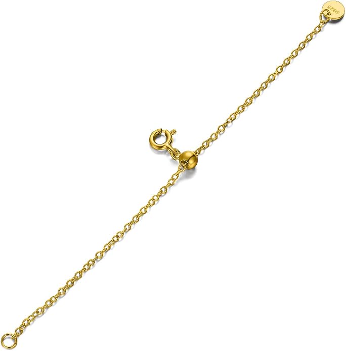 1pc 925 Sterling Silver 1.5mm Necklace Extender Chain 4inch Bracelet Anklet Single Bead Extension Adjustable Length