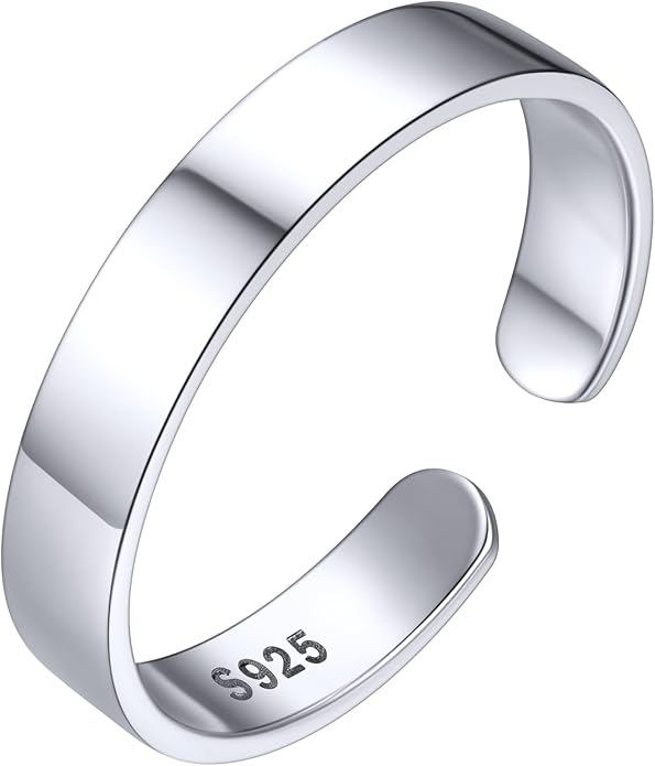 ChicSilver Silver Toe Rings for Women Balck Toe Rings for Women Non Tarnish Wide Band Toe Ring Black Toe Jewelry for Summer Beach